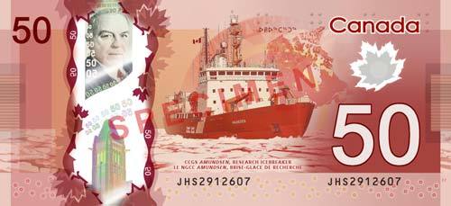 Canadian fifty dollar bill, back