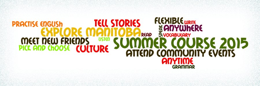 Word cloud: Tell stories, practice English, meet new friends